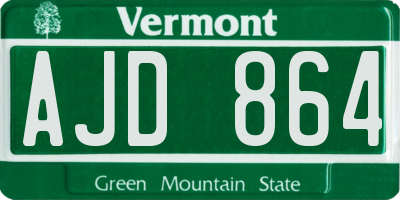 VT license plate AJD864
