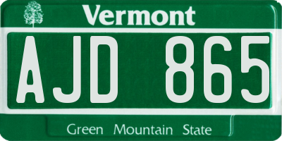 VT license plate AJD865