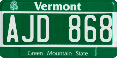 VT license plate AJD868