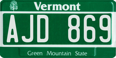 VT license plate AJD869