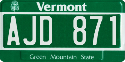 VT license plate AJD871