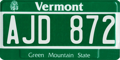 VT license plate AJD872