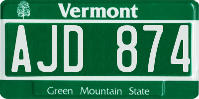 VT license plate AJD874