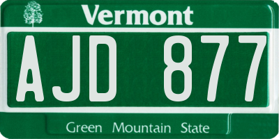 VT license plate AJD877