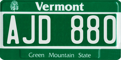 VT license plate AJD880