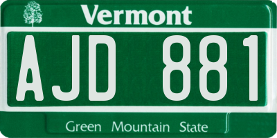 VT license plate AJD881