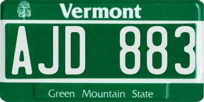 VT license plate AJD883