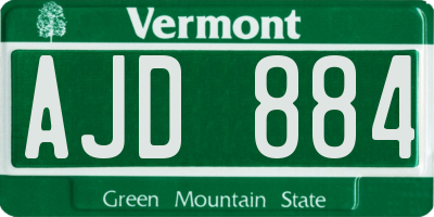 VT license plate AJD884