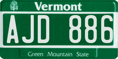 VT license plate AJD886