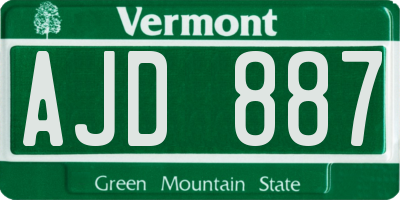 VT license plate AJD887