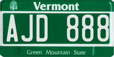 VT license plate AJD888