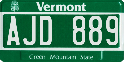 VT license plate AJD889