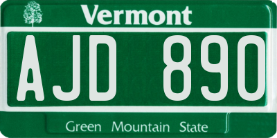 VT license plate AJD890