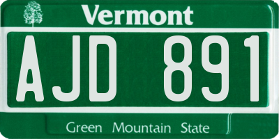 VT license plate AJD891