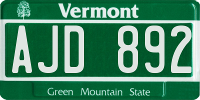 VT license plate AJD892