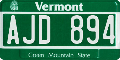VT license plate AJD894