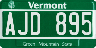 VT license plate AJD895