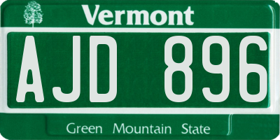 VT license plate AJD896