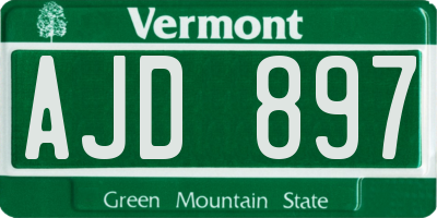 VT license plate AJD897