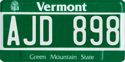 VT license plate AJD898