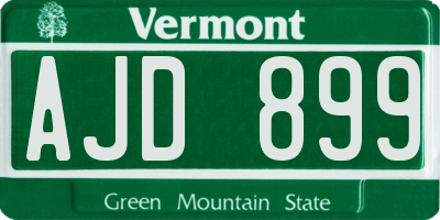 VT license plate AJD899
