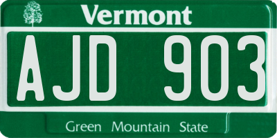 VT license plate AJD903