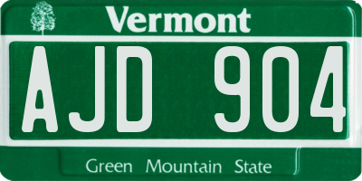 VT license plate AJD904