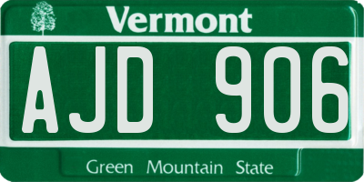 VT license plate AJD906