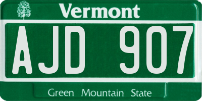 VT license plate AJD907
