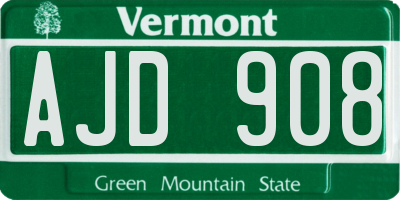 VT license plate AJD908