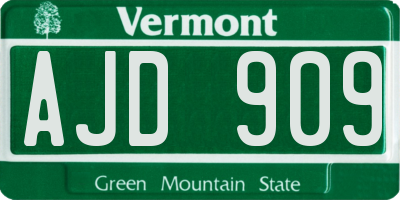 VT license plate AJD909