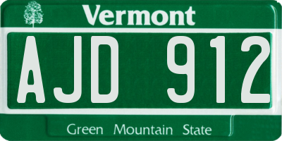 VT license plate AJD912