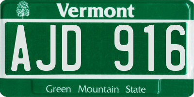 VT license plate AJD916