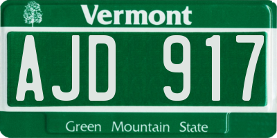 VT license plate AJD917