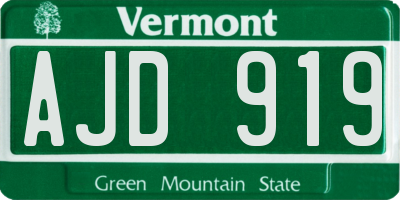 VT license plate AJD919