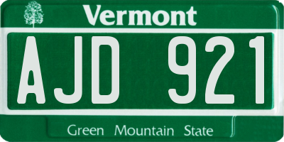 VT license plate AJD921