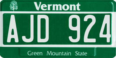 VT license plate AJD924