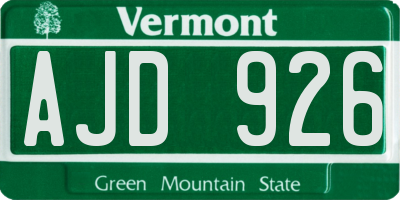 VT license plate AJD926
