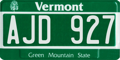 VT license plate AJD927