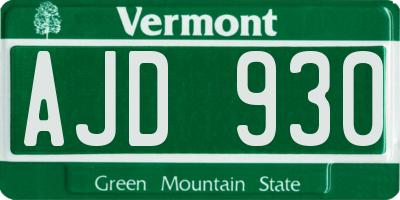 VT license plate AJD930