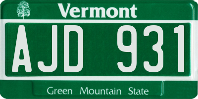 VT license plate AJD931