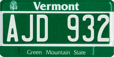 VT license plate AJD932