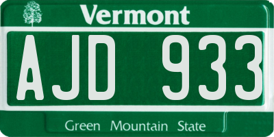 VT license plate AJD933