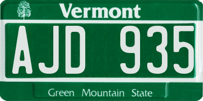 VT license plate AJD935