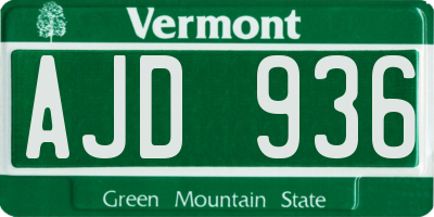 VT license plate AJD936