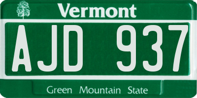 VT license plate AJD937