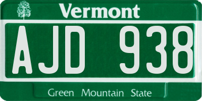 VT license plate AJD938