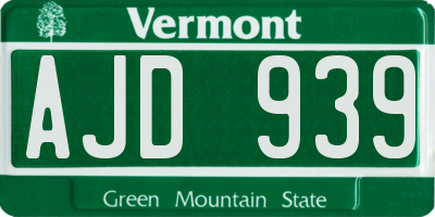 VT license plate AJD939