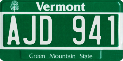 VT license plate AJD941