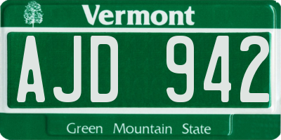 VT license plate AJD942